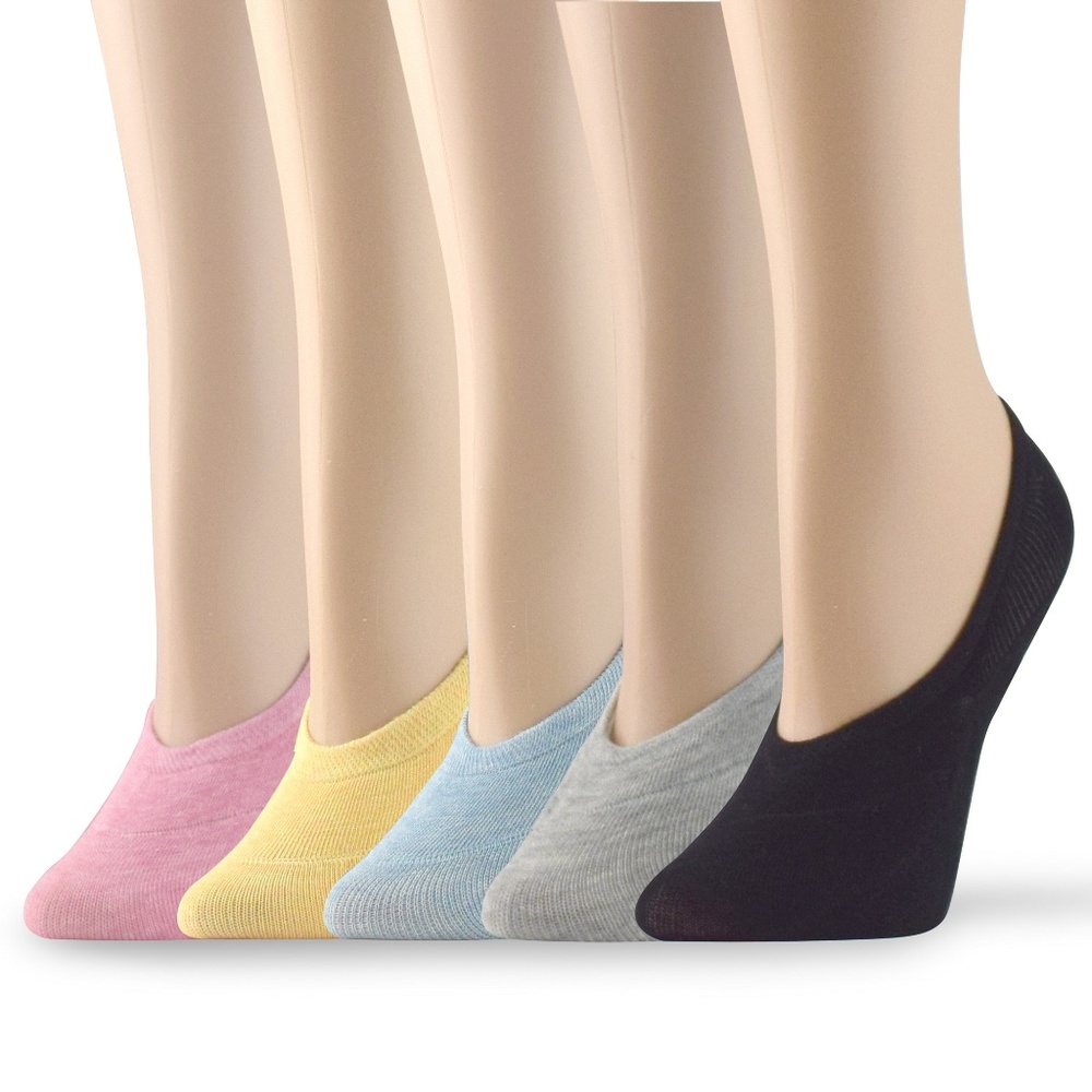 5 Pairs Women's No Show Cotton Liner Socks
